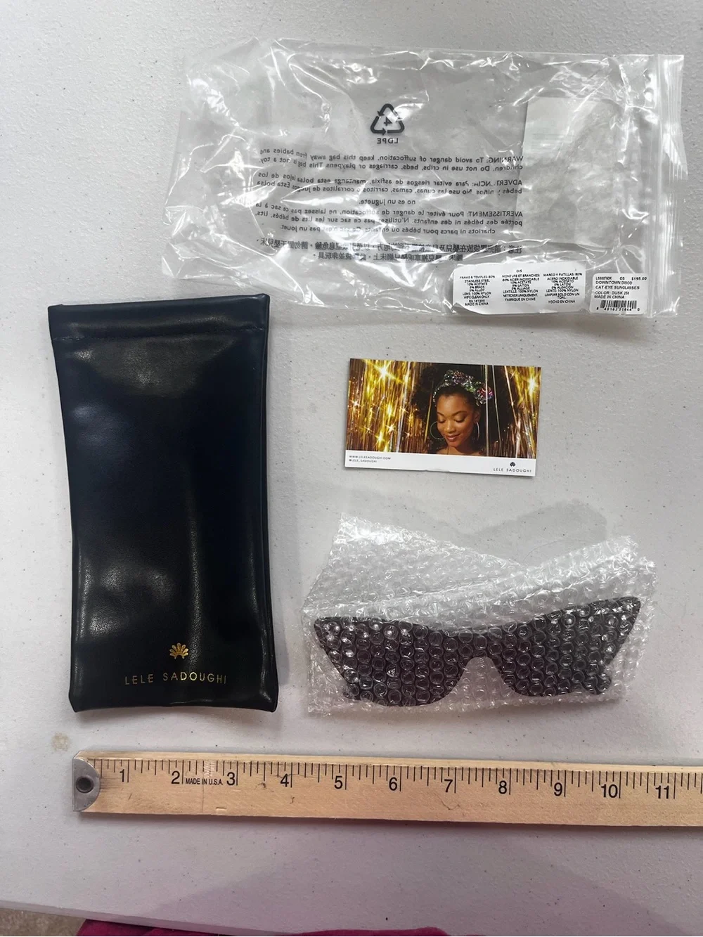 NWT Lele Sadoughi Crystal Embellished Rimless Cat Eye Sunglasses